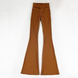 Offline by Aerie Brown Ribbed Pocket Foldover Flare Legging Small Long